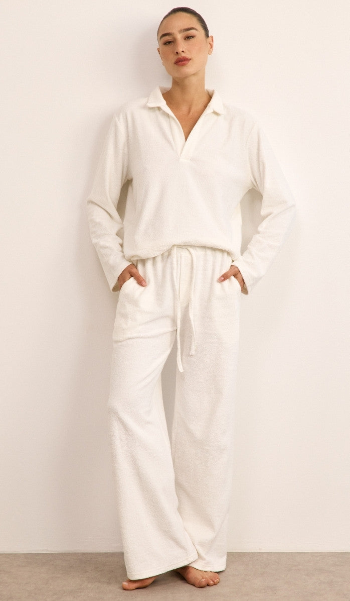 Bouclé Polo Set - White