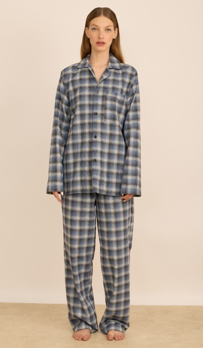 BILLIE Navy plaid - Flannel PJ Set