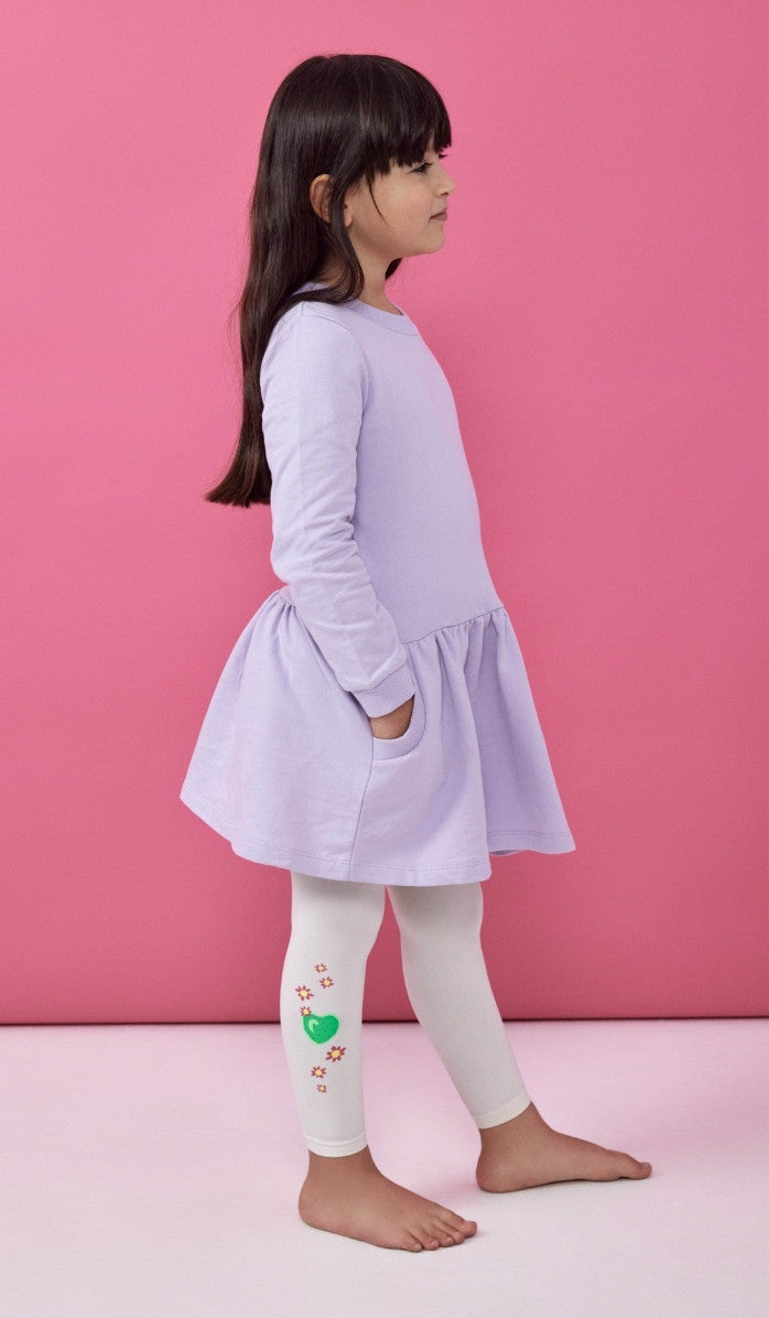 Girls' Footless Tights - Heart Scales Cream