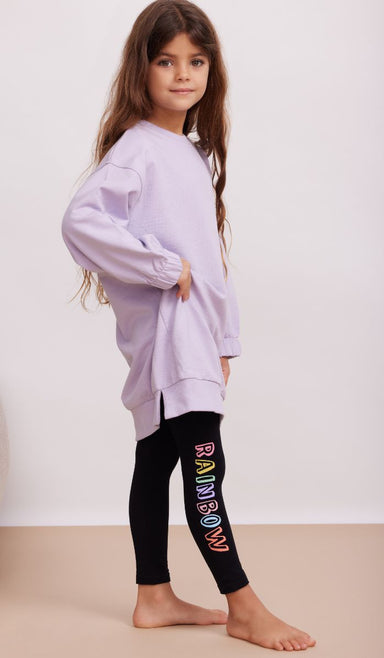 Girls' Footless Tights - Rainbow Black