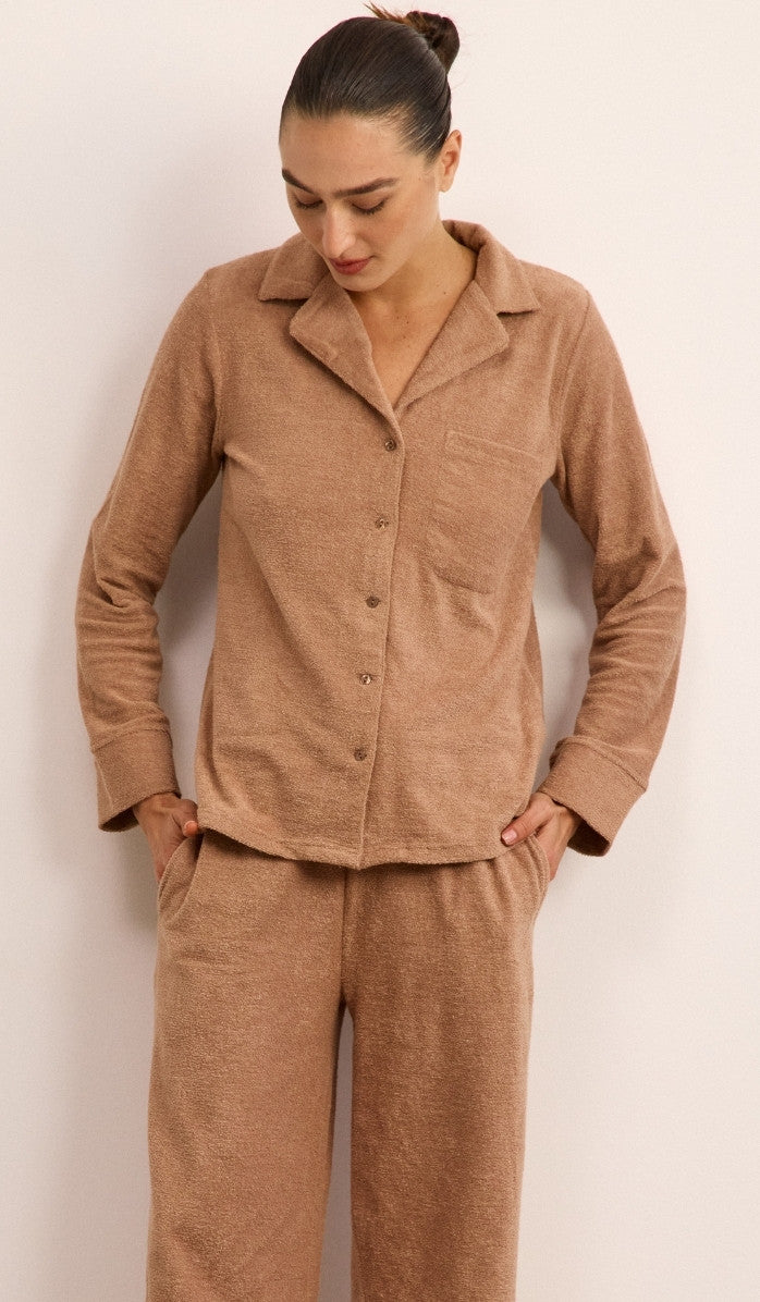 Bouclé Button-Up Set - Mocha