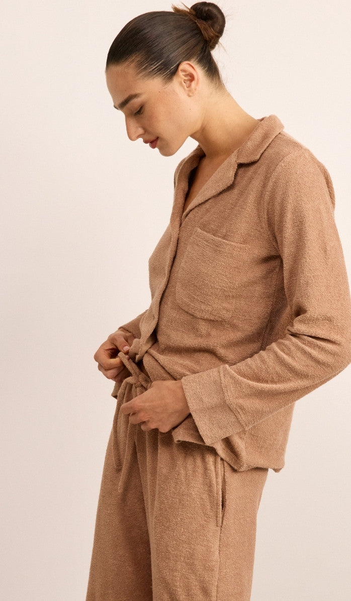 Bouclé Button-Up Set - Mocha
