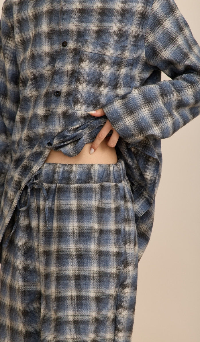 Flannel Button-Up Set - Billy Navy Plaid