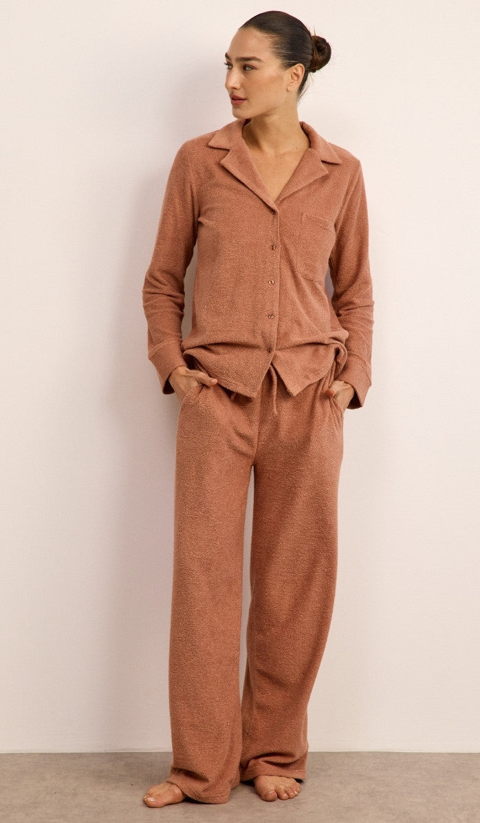 Bouclé Button-Up Set - Antique Pink
