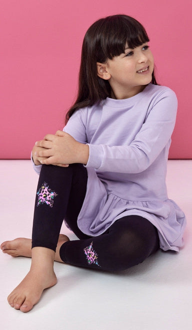Girls' Footless Tights - Star Lady Black
