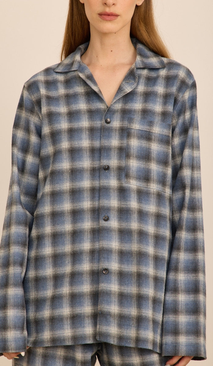 BILLIE Navy plaid - Flannel PJ Set