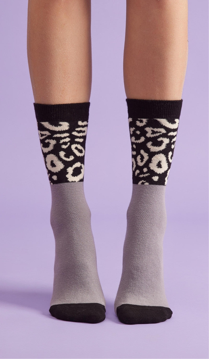 LEOPARD TOP CREAM - Cotton socks