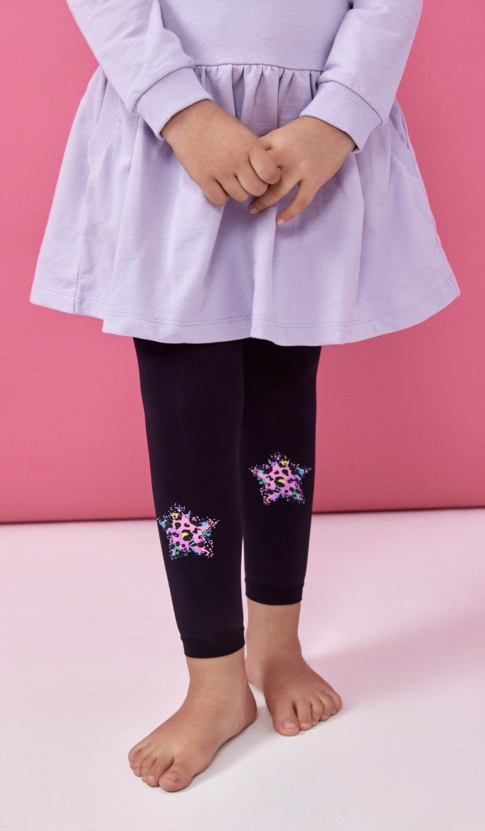 Girls' Footless Tights - Star Lady Black