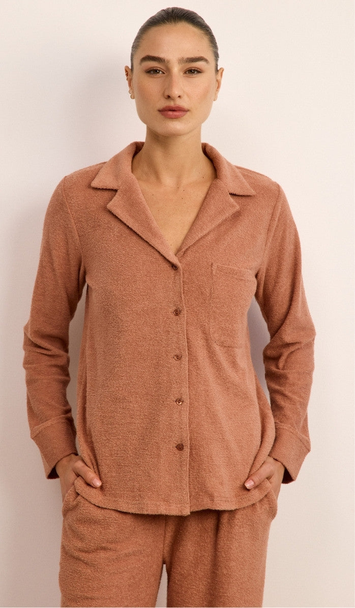 Bouclé Button-Up Set - Antique Pink