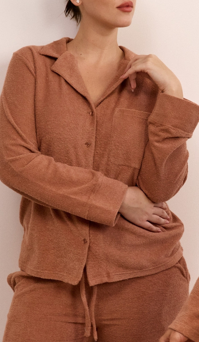 Bouclé Button-Up Set - Antique Pink