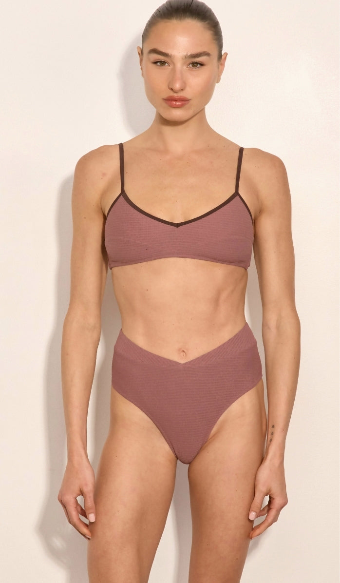 Ariel Bikini Top - Dusty Pink Waffle