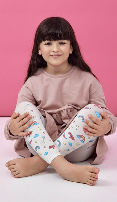 Girls' Footless Tights - Magic Box Cream