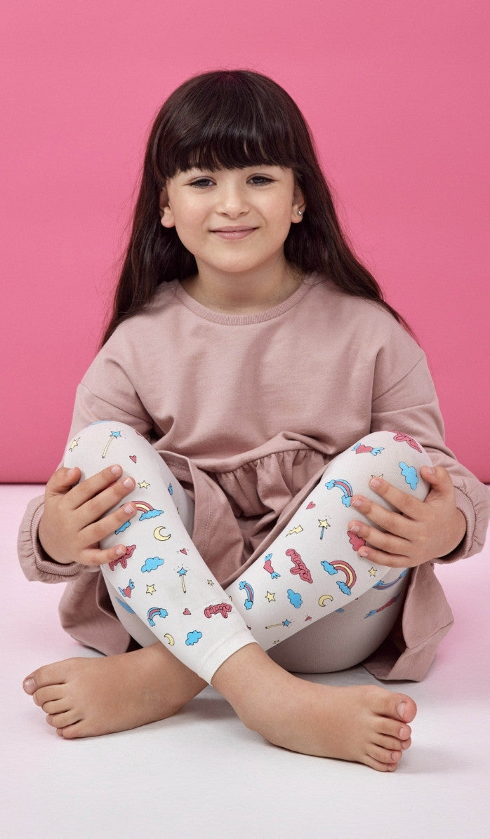 Girls' Footless Tights - Magic Box Cream
