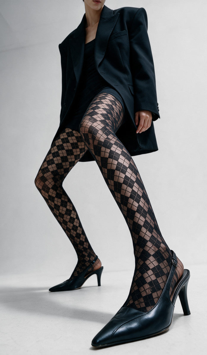 Argyle Tights - Black