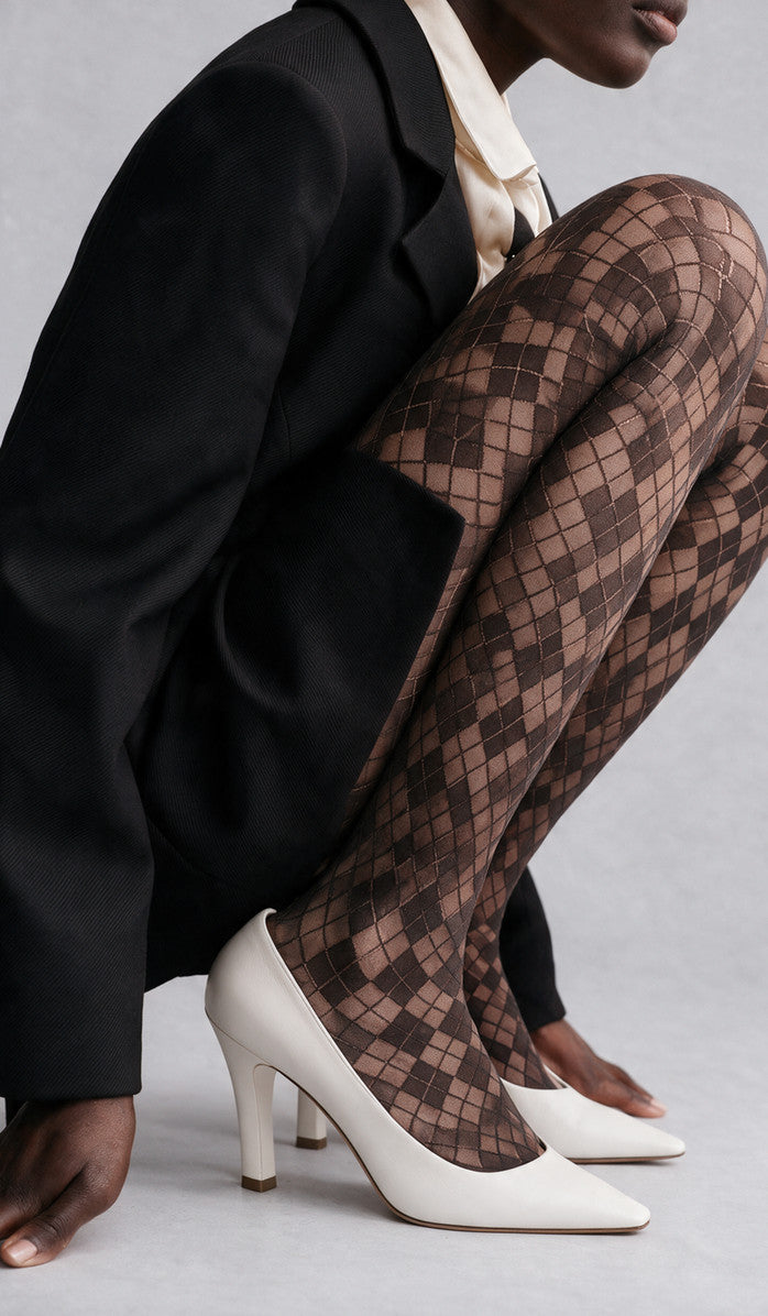 Argyle Tights - Espresso