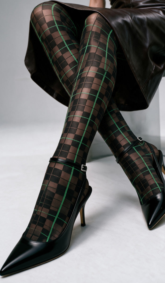 Tartan Tights - Espresso
