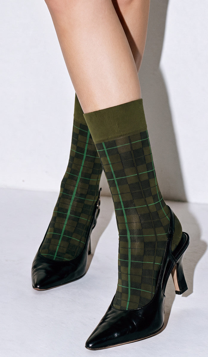 Tartan Mid-Calf Socks - Green