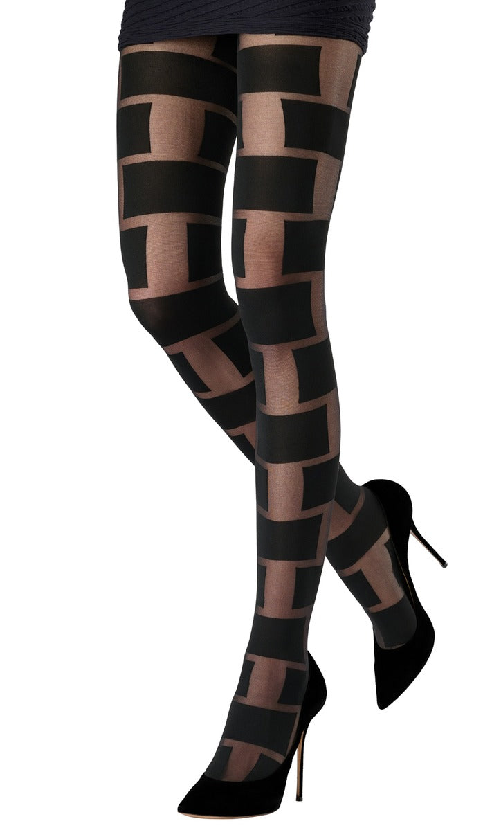 Graphic Block Tights - Black