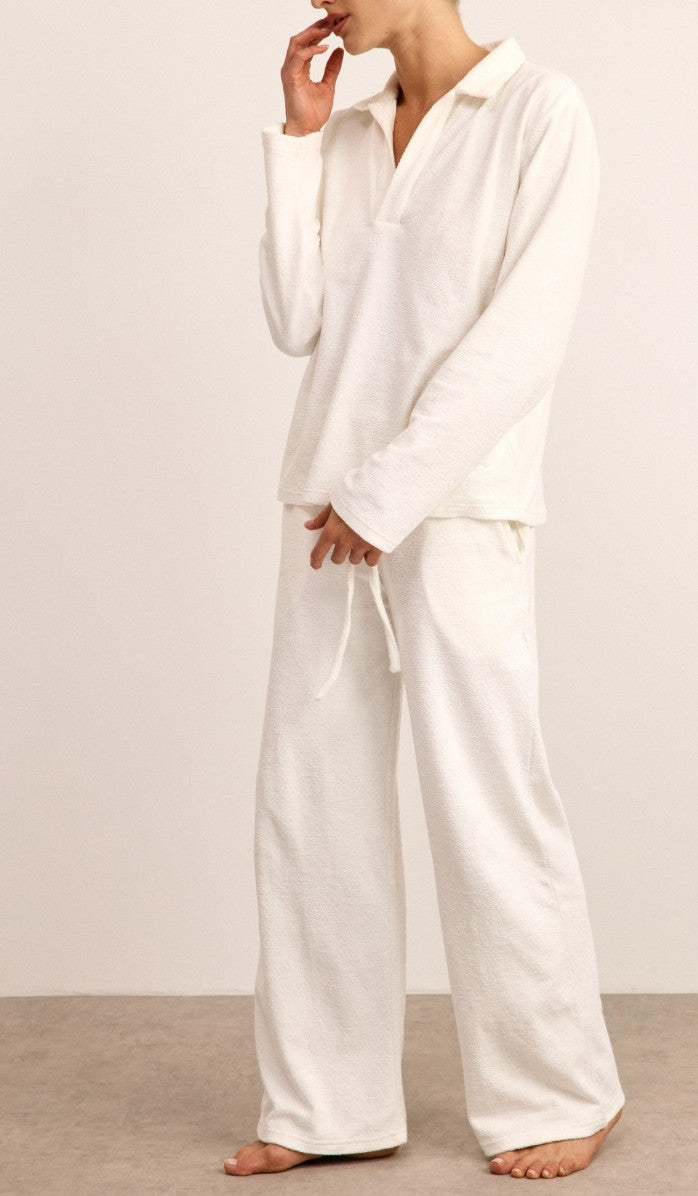 Bouclé Polo Set - White