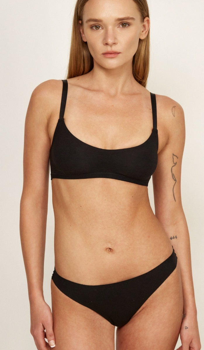 Cotton Scoop Bralette - Black (2)