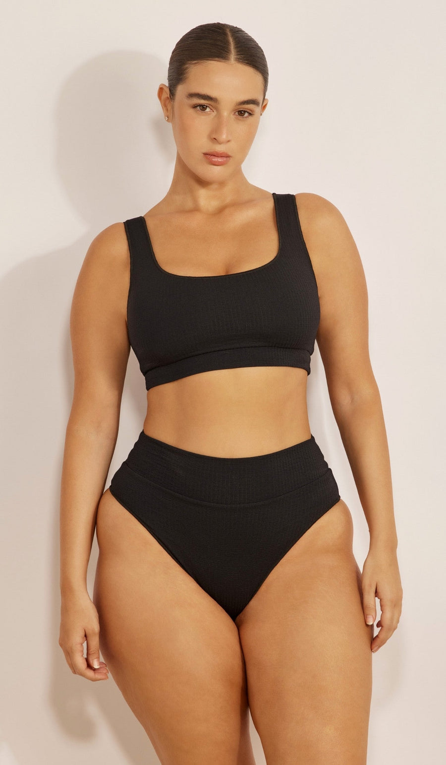EMILY Bikini Top - Waffle Black