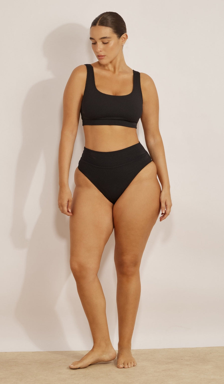 EMILY Bikini Top - Waffle Black