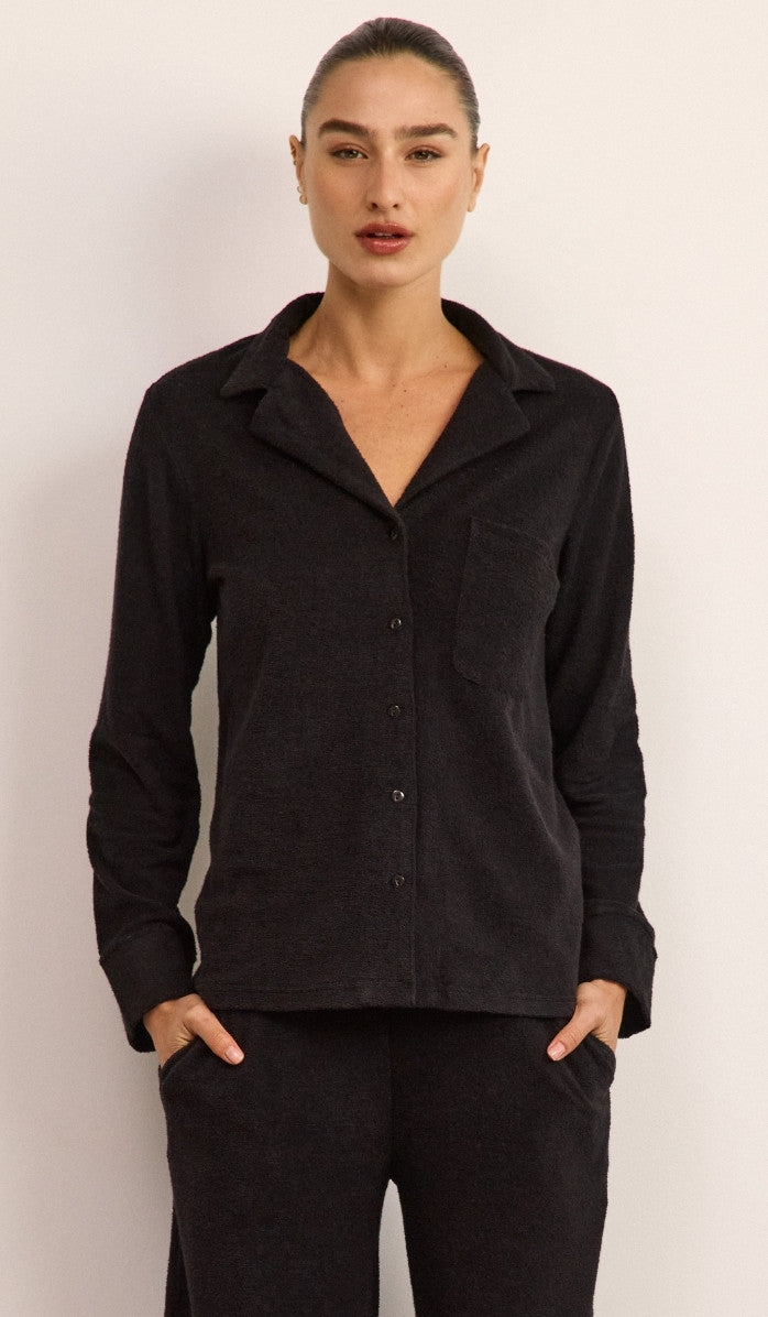 Bouclé Button-Up Set - Black