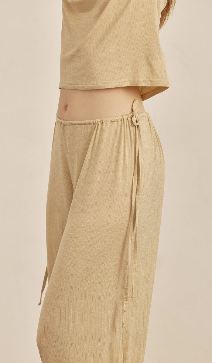 BUTTER SOFT RIB -  Sand T-shirt & lounge pants set