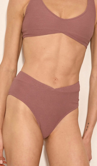 Phoebe Bikini Bottom - Dusty Pink Waffle