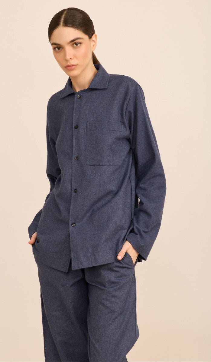 Flannel Button-Up Set - James Denim Blue