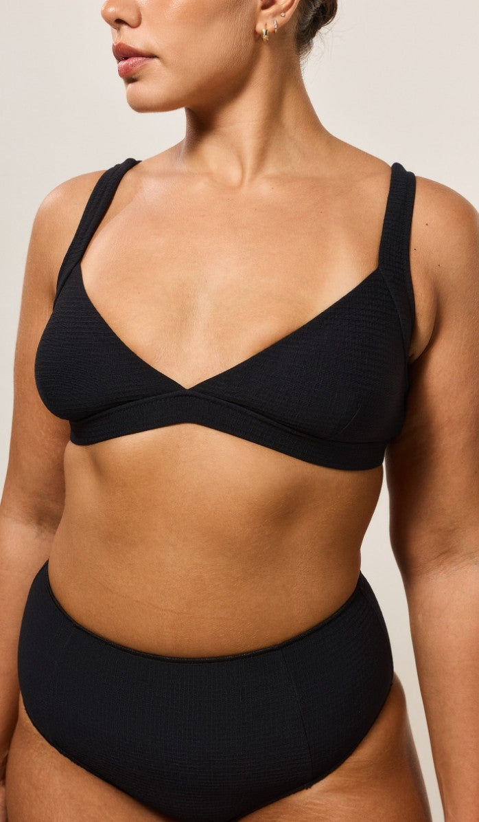 Ashley Bikini Top - Black Waffle