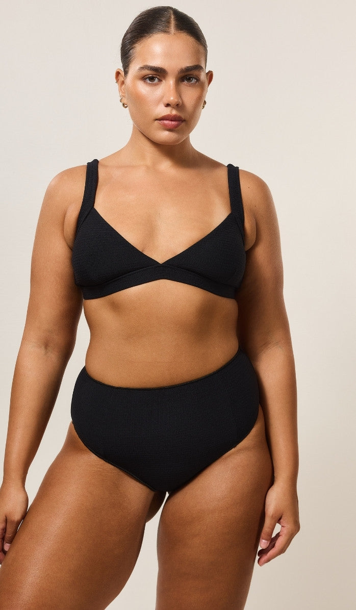 Ashley Bikini Top - Black Waffle