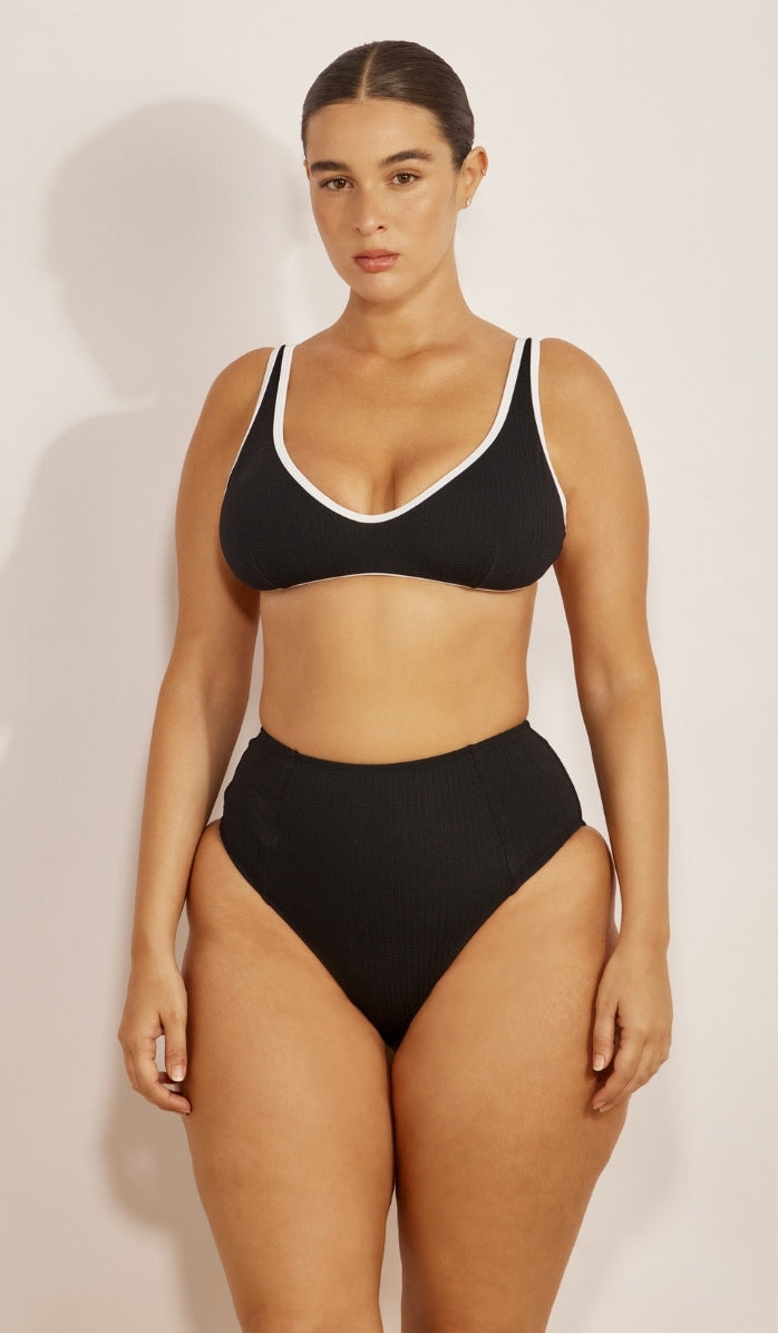 Taylor Bikini Bottom - Black Waffle
