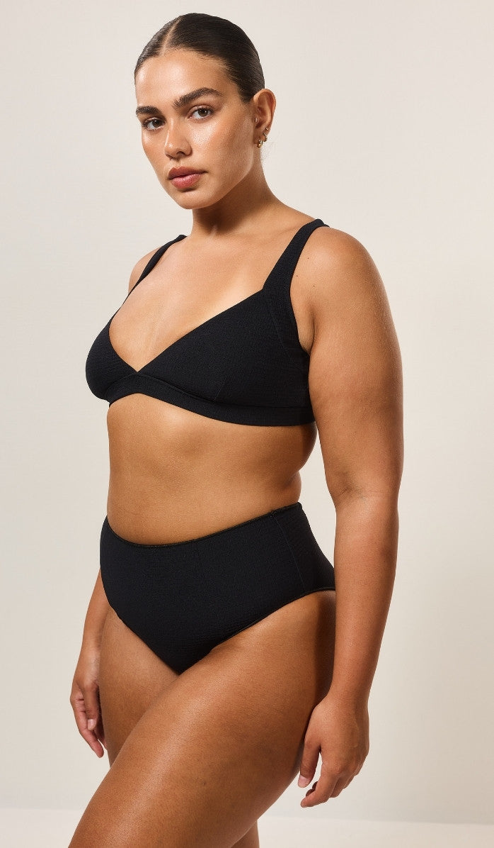 Ashley Bikini Top - Black Waffle