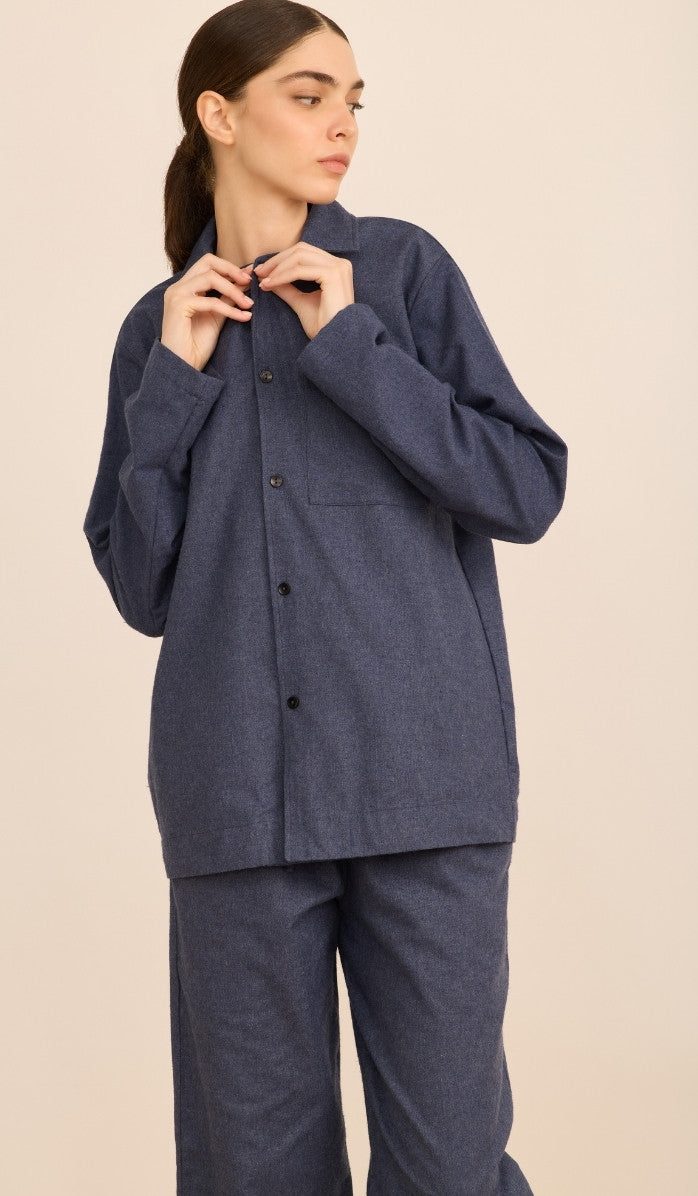 Flannel Button-Up Set - James Denim Blue