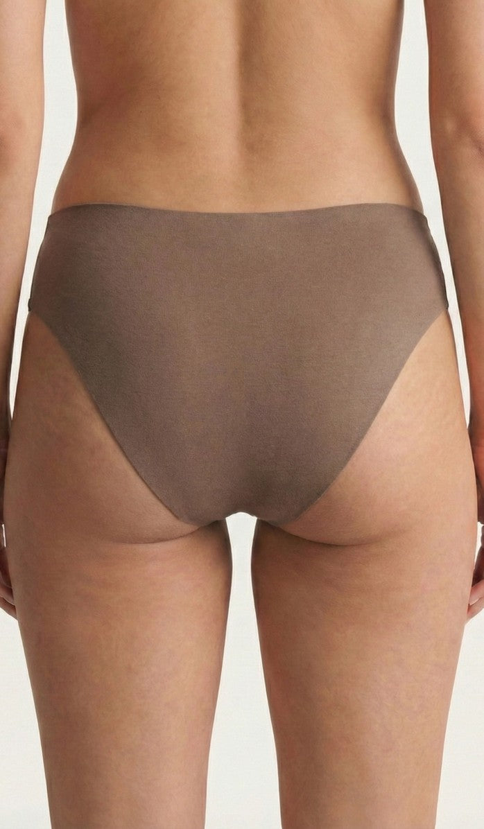 Seamless Cotton Brief - High Leg Mocha