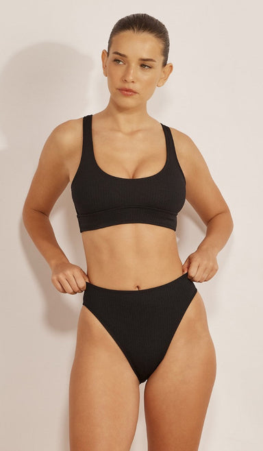 Eliana Bikini Top - Black Waffle