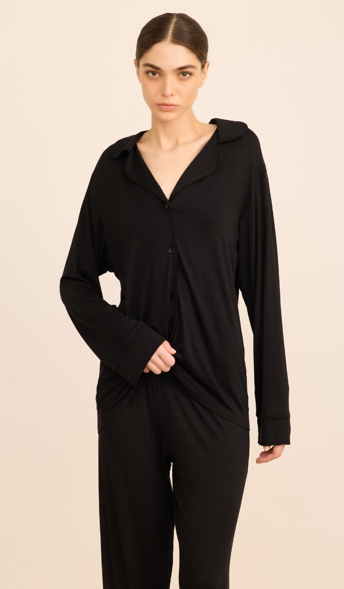 Modal Button-Up Set - Lucy Black