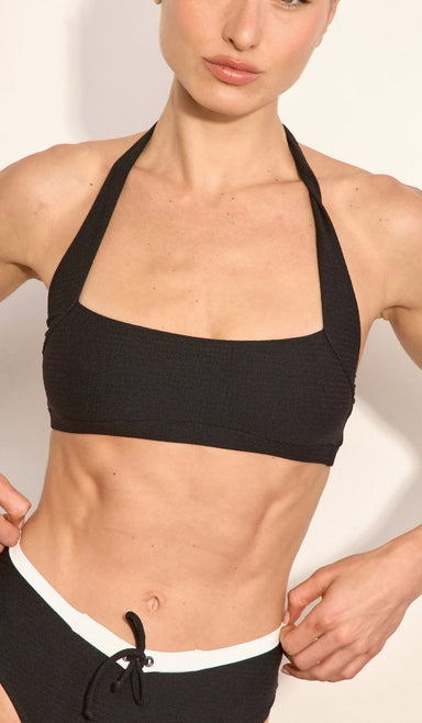 Nastia Bikini Top - Black Waffle
