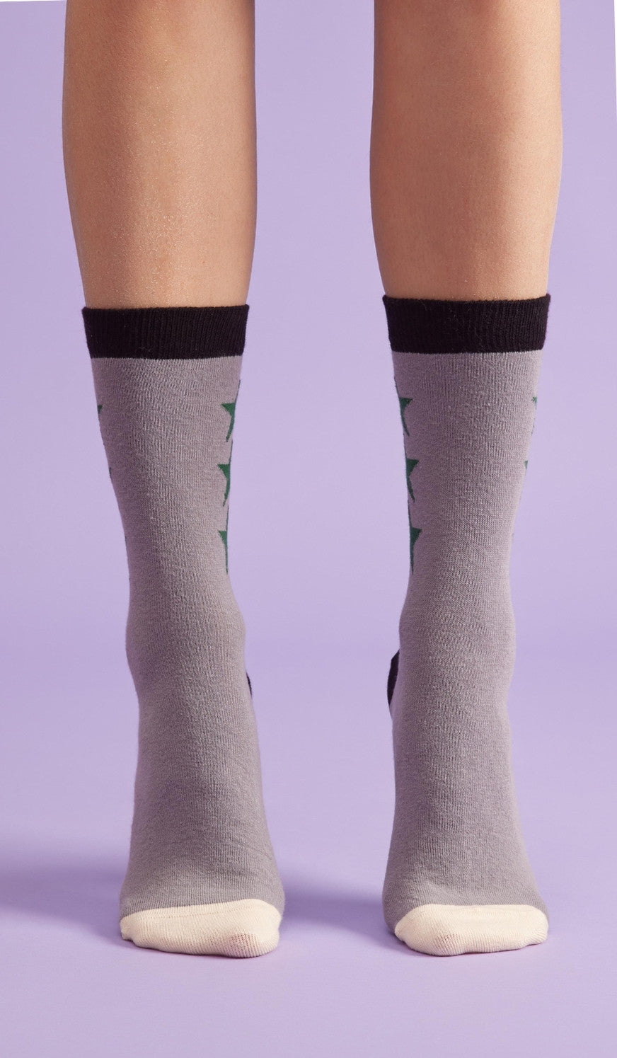 Cotton Socks - Stars Gray / Green