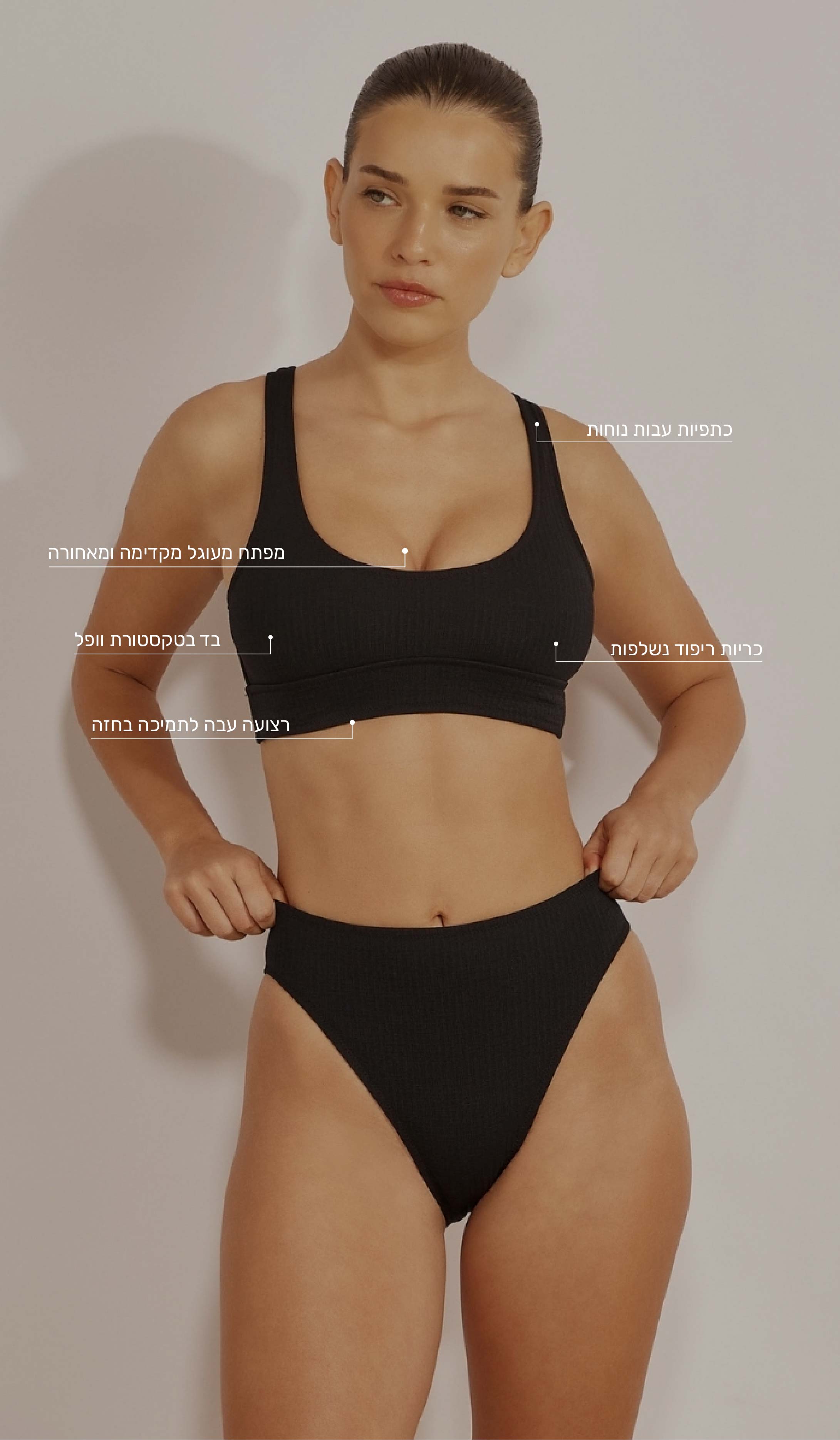 Eliana Bikini Top - Black Waffle