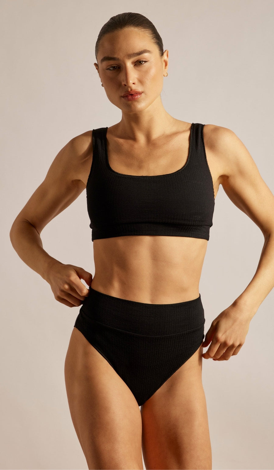 EMILY Bikini Bottom - Waffle Black