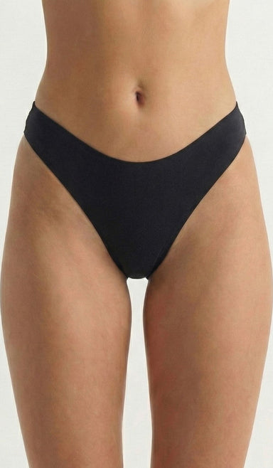 Seamless Cotton Brief - High Leg Black