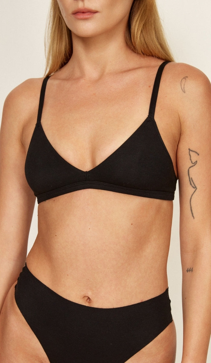 Cotton Mini Triangle Bra - Black (7)