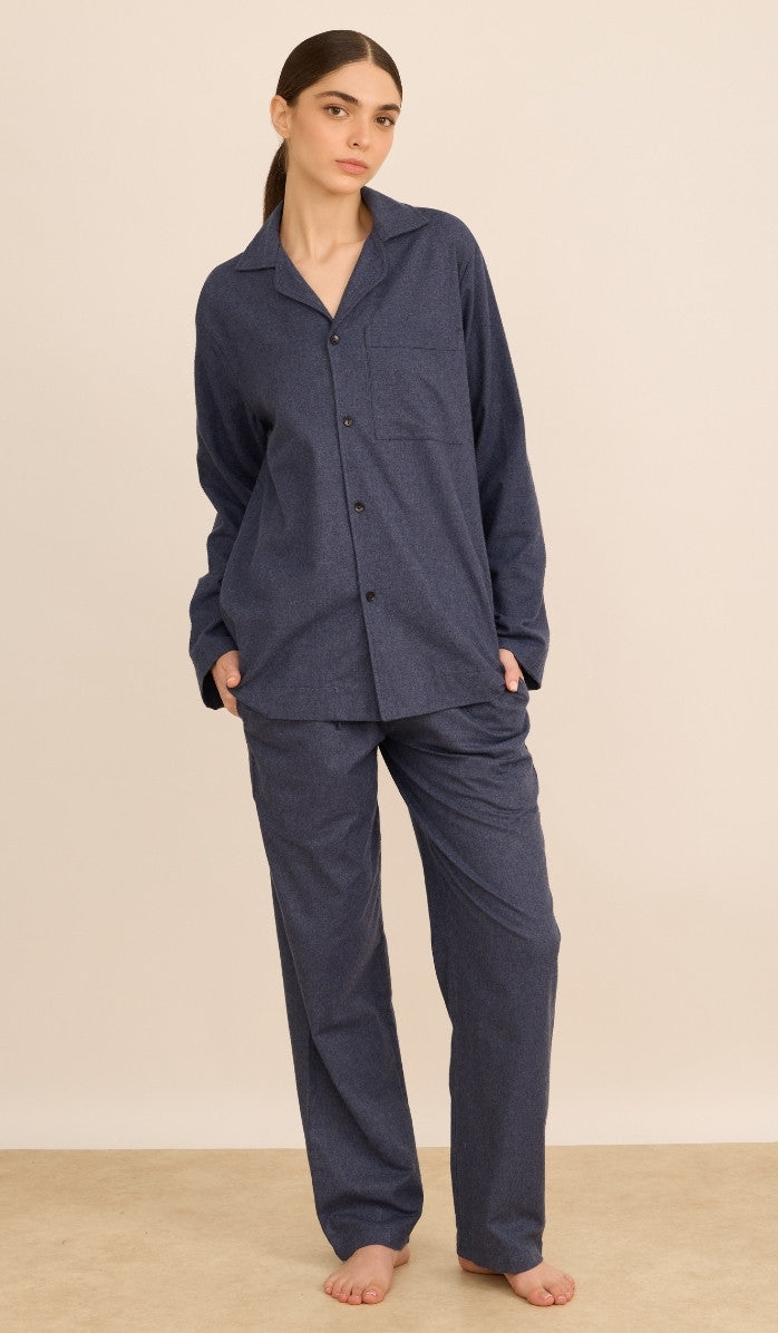 Flannel Button-Up Set - James Denim Blue