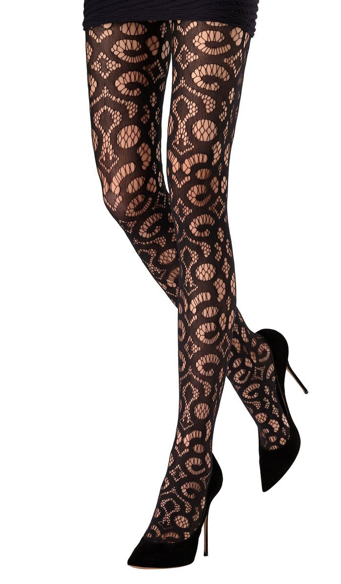 Graphic Fishnet Tights - Black
