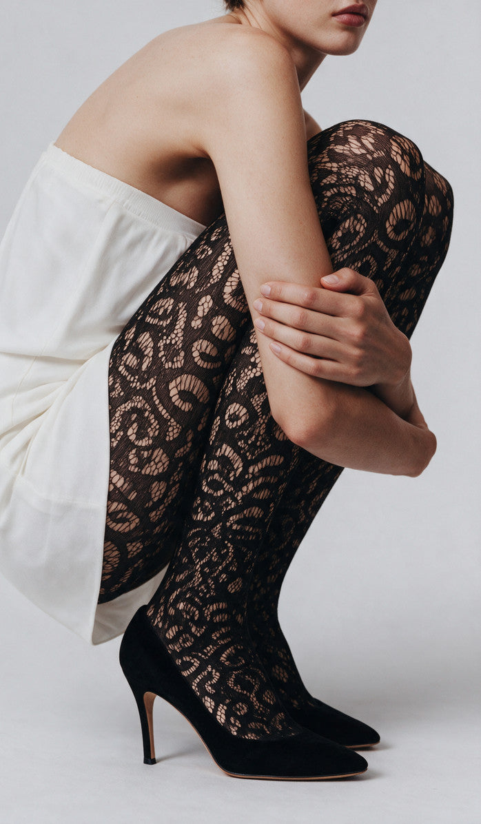Graphic Fishnet Tights - Black