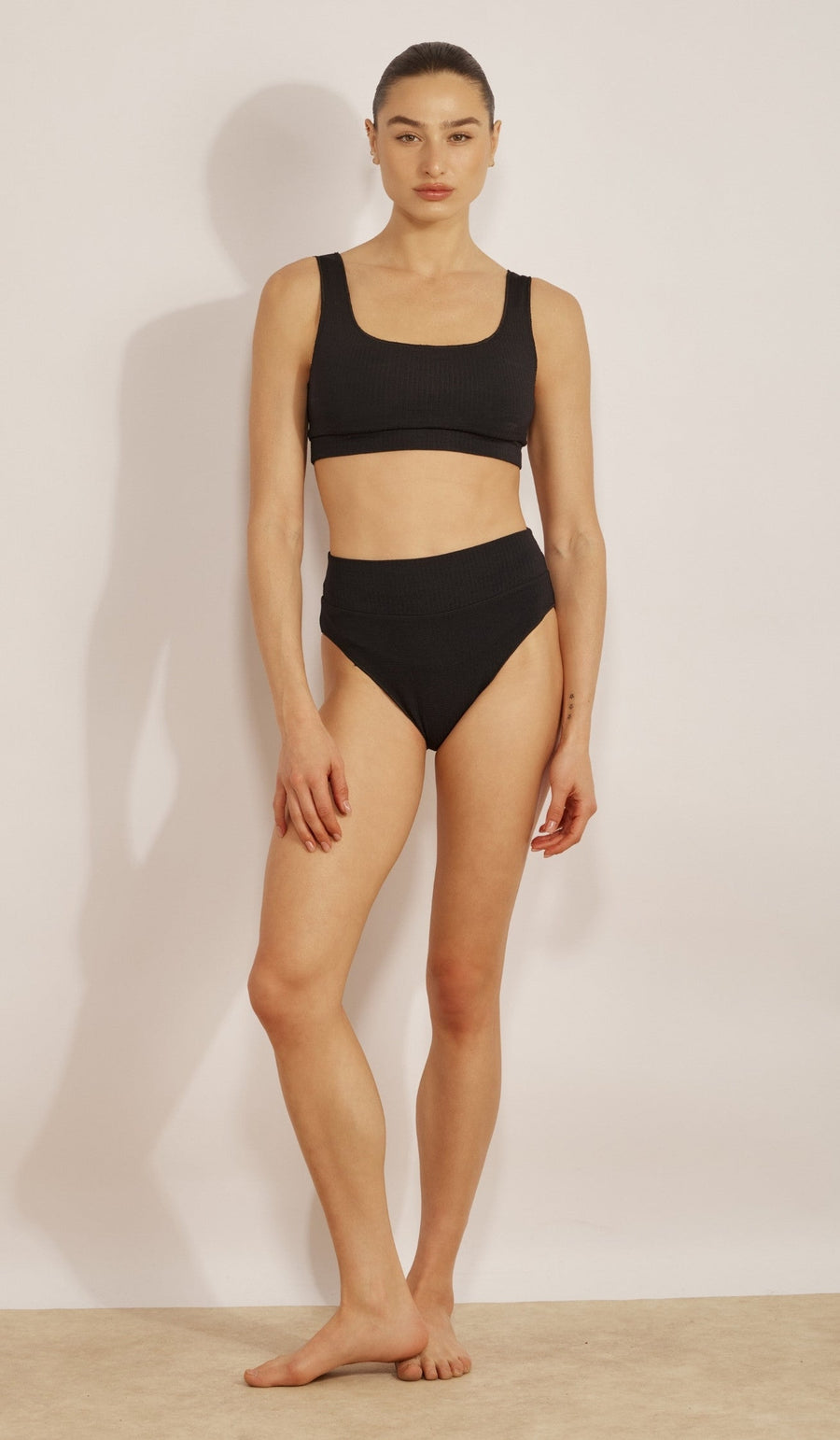 EMILY Bikini Top - Waffle Black