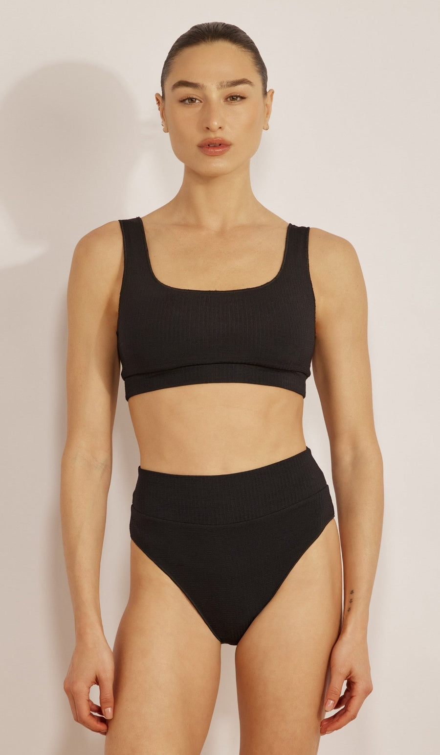 EMILY Bikini Top - Waffle Black