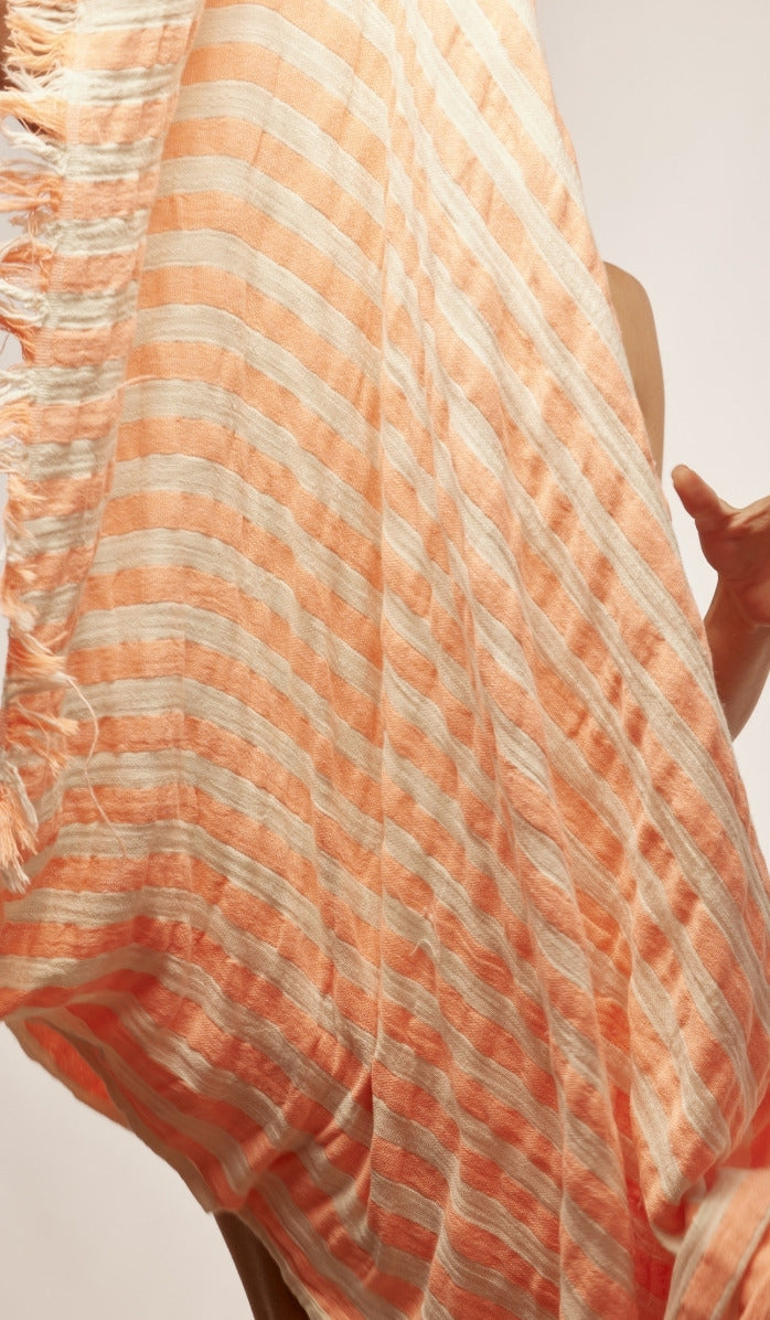Cotton Sarong - Stripes Neon Orange